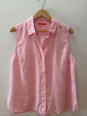 Tommy Bahama Sleeveless Pink Linen Button-Front Camisole